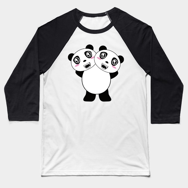 Scary Two Headed Panda Baseball T-Shirt by emojiawesome